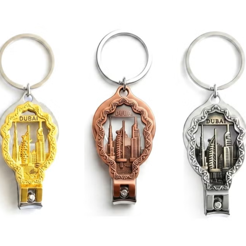 Dubai Metal Keychain Set – 3 Pcs with Nail Clipper & Bottle Opener | Multi-Function Souvenir Gift