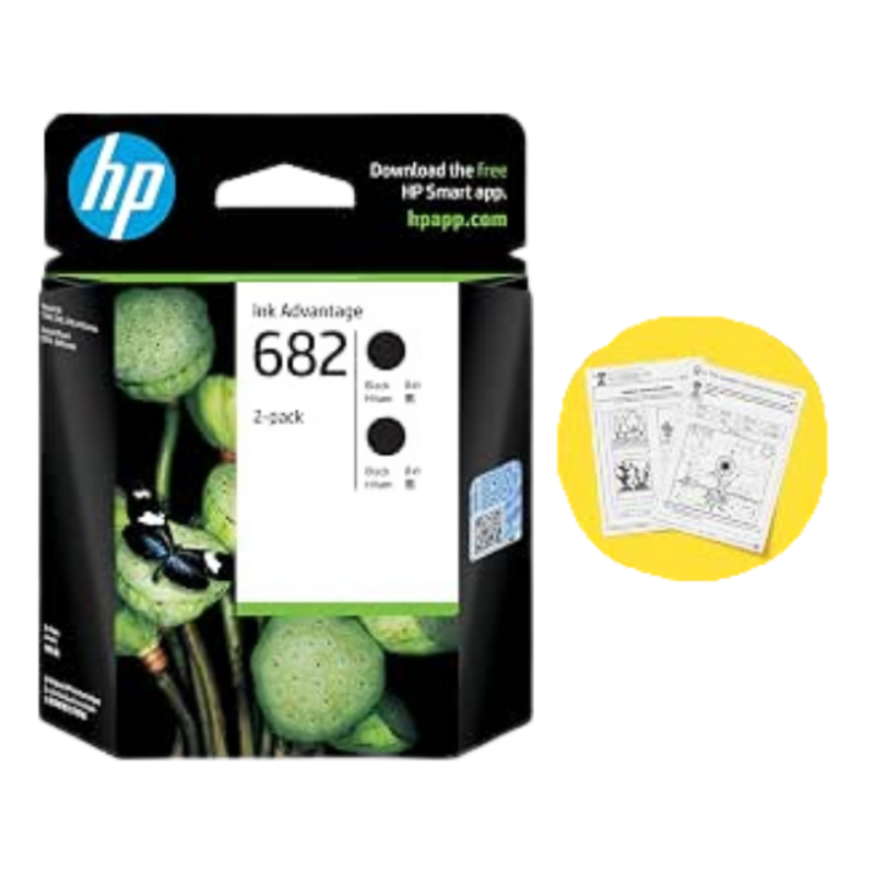 HP 682 Black Ink Cartridge 2-Pack