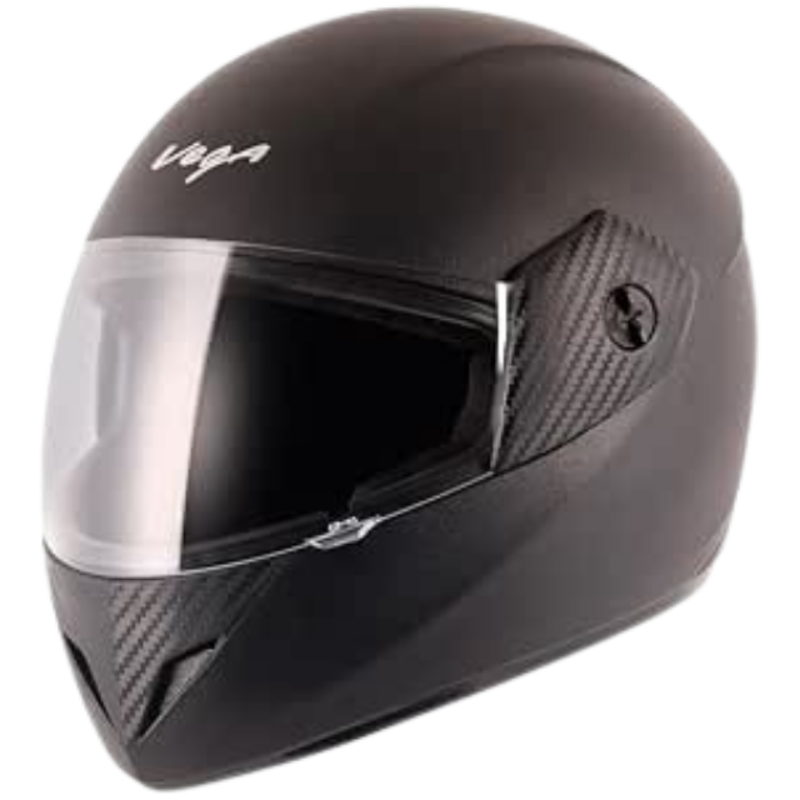 Vega Atom Smooth Matt Finish Open Face Helmet for Men and Women with Clear Visor(Dull Black, Size:M)