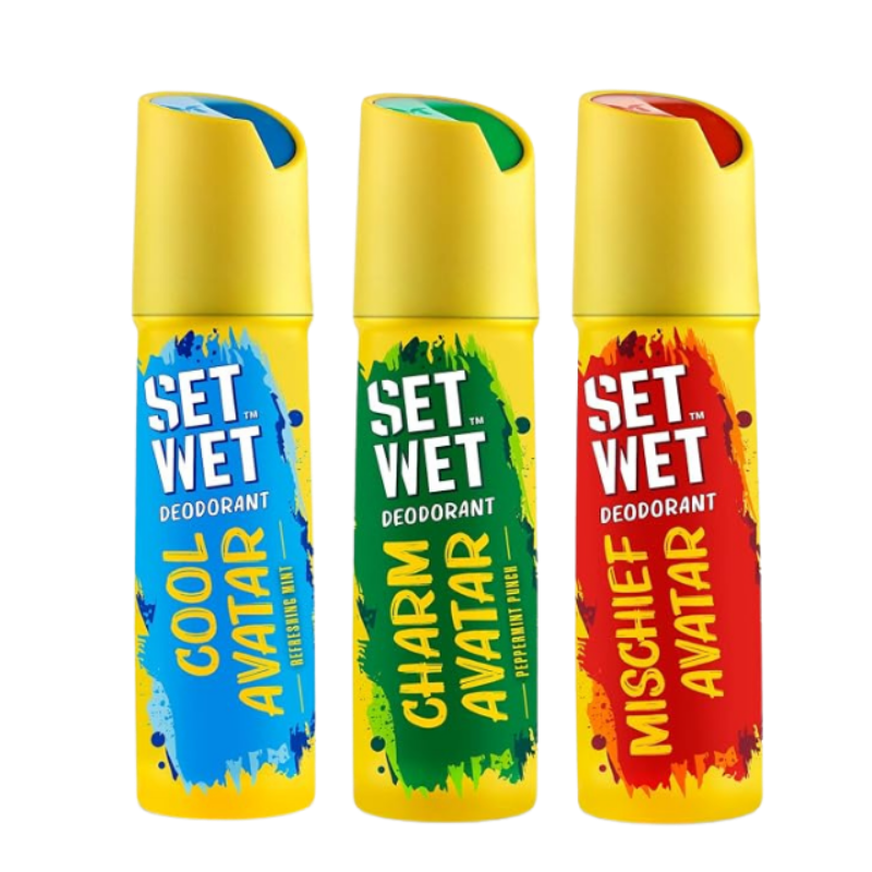 Set Wet Deodorant Spray Perfume, 150ml (Cool, Charm and Mischief Avatar, Pack of 3)