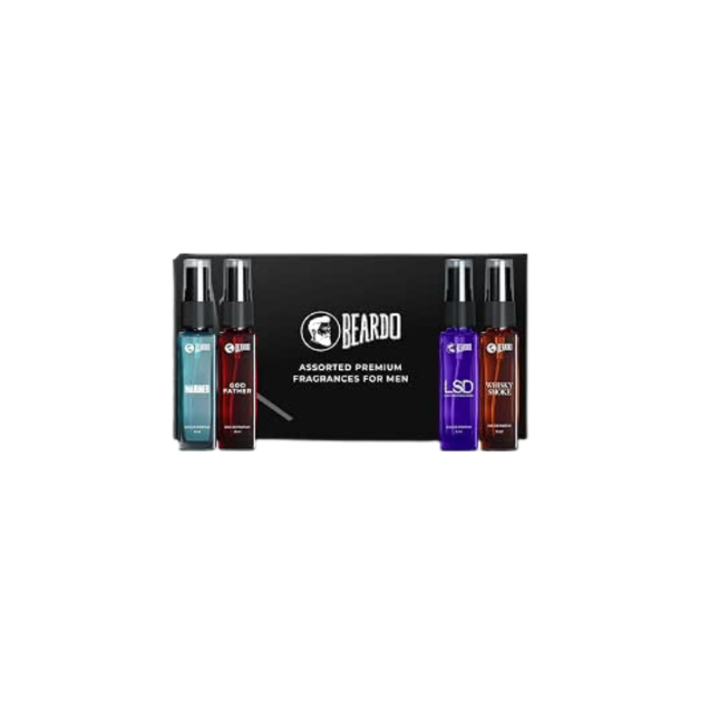 Beardo Perfume For Men - Premium Giftset 4X8Ml | Black Musk, Godfather, Dark Side & Whisky Smoke Eau De Strong Long Lasting Fragrance Rakhi Gift Brother Boyfriend