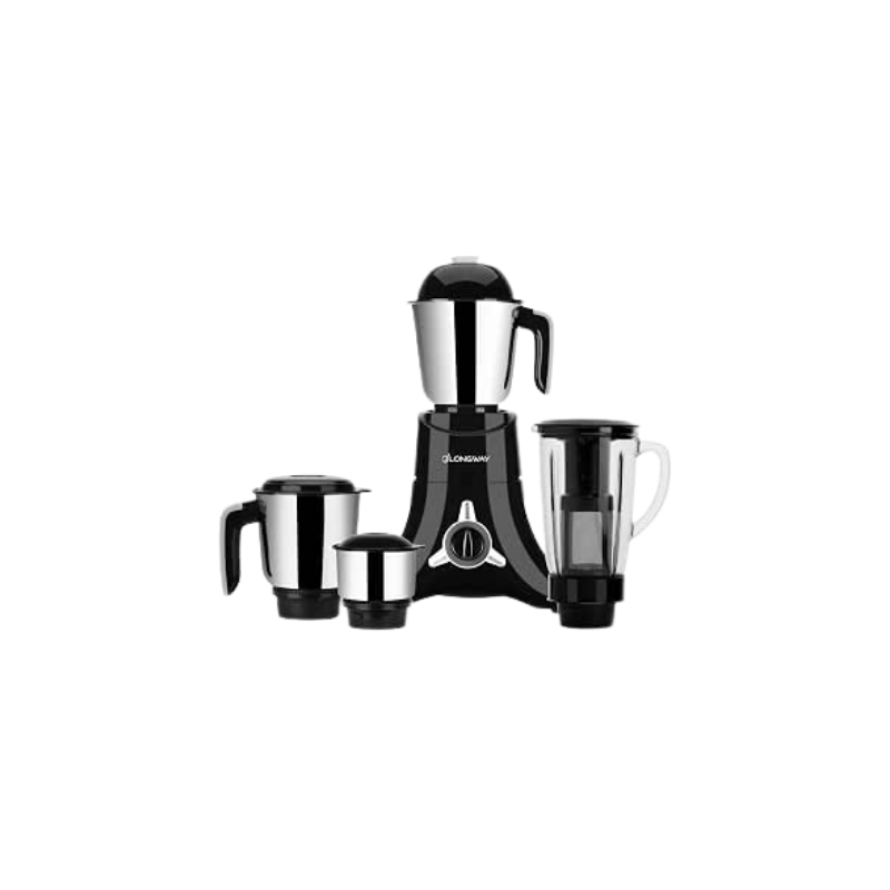 Longway Orion Mixer Grinder 900 W (4 Jars, Black) | long lasting shock proof ABS body | Heavy Duty Motor | Nano-grinding technology | 304 Grade Stainless Steel Blade | Noise levels 80-90 DB