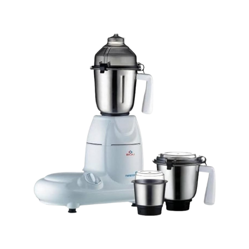 Bajaj Twister Mixer Grinder | 750 Watts | 3 Jars | Multitasker Blade White Including 5 Years Free Service With Life Long Service Support