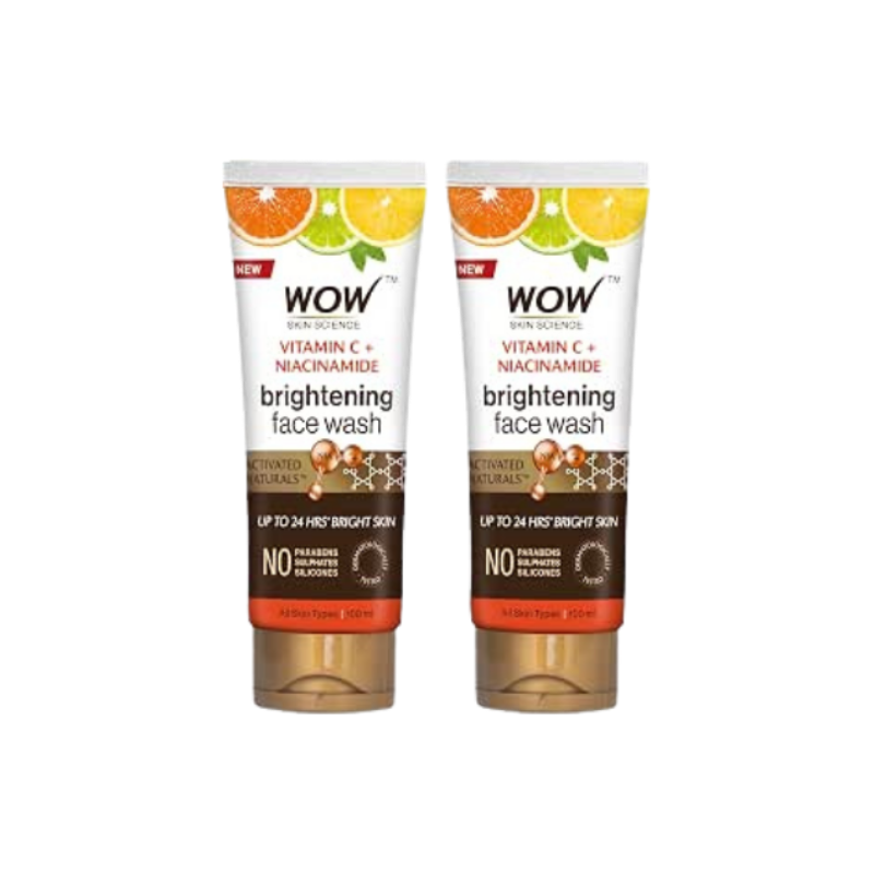 WOW Skin Science Brightening Vitamin C Face Wash - No Parabens, Sulphate, Silicones & Color - Pack of 2 - Net Vol 200mL