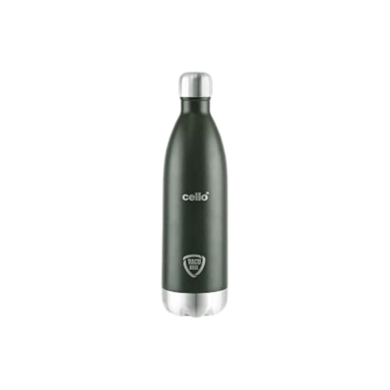 Cello Duro Tuff Steel Series- Swift Double Walled Stainless Steel Water Bottle with Durable DTP Coating, 1000ml, Military Green