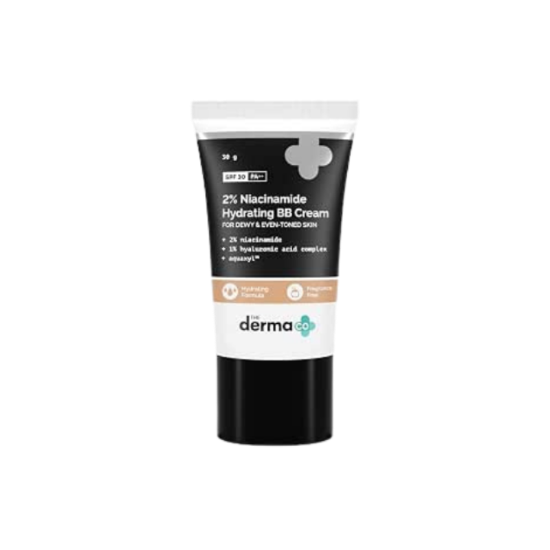 The Derma Co 2% Niacinamide Dewy, Radiant Hydrating All Skin Type Medium Coverage Bb Cream With Spf 30 Pa++ Enriched With 1% Hyaluronic Acid Complex & Aquaxyl - 30 G 02 - Nude Glow