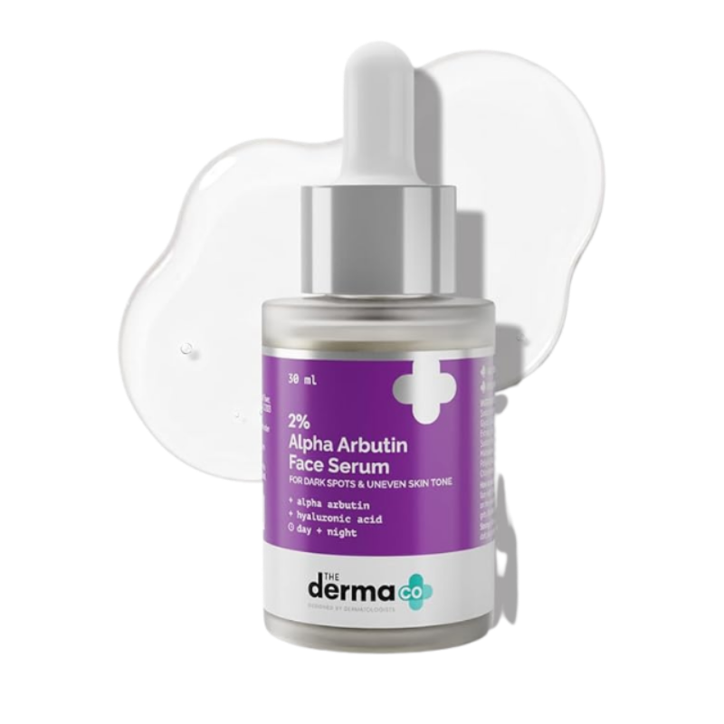 The Derma Co 2% Alpha Arbutin Face Serum with Hyaluronic Acid, Dark Spot Corrector for Hyperpigmentation, Acne Marks & Uneven Skin Tone, Brightening Face Serum & Improves Skin Radiance, 30ml