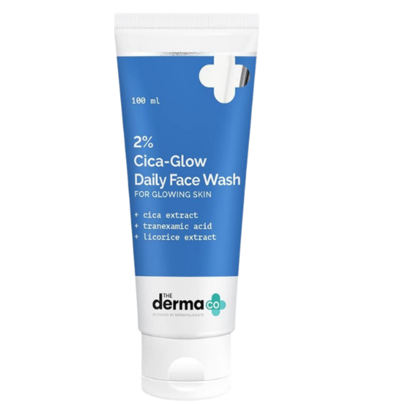 The Derma Co 2% Cica-Glow Daily Face Wash with Tranexamic Acid & Licorice Extract for Glowing Skin - 100ml
