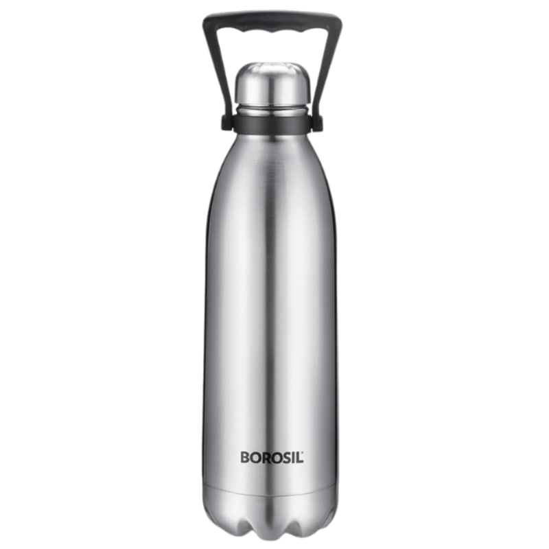 BOROSIL VACUUM INSULATED COPPER COATED INNER BOLT Water Bottle, Sports Bottle, Yoga Bottle, Outdoor, PortableLeak Proof, Reusable Water Bottle STAINLESS STEEL, 1.8 LTR, ISFGBO1800S