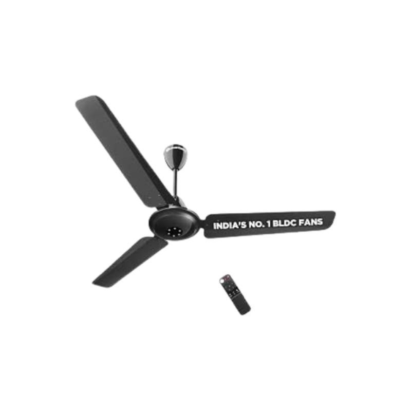 atomberg Efficio Alpha 1200mm BLDC Ceiling Fan with Remote Control | BEE 5 star Rated Energy Efficient Ceiling Fan | High Air Delivery with LED Indicators | 1+1 Year Warranty (Gloss Black)