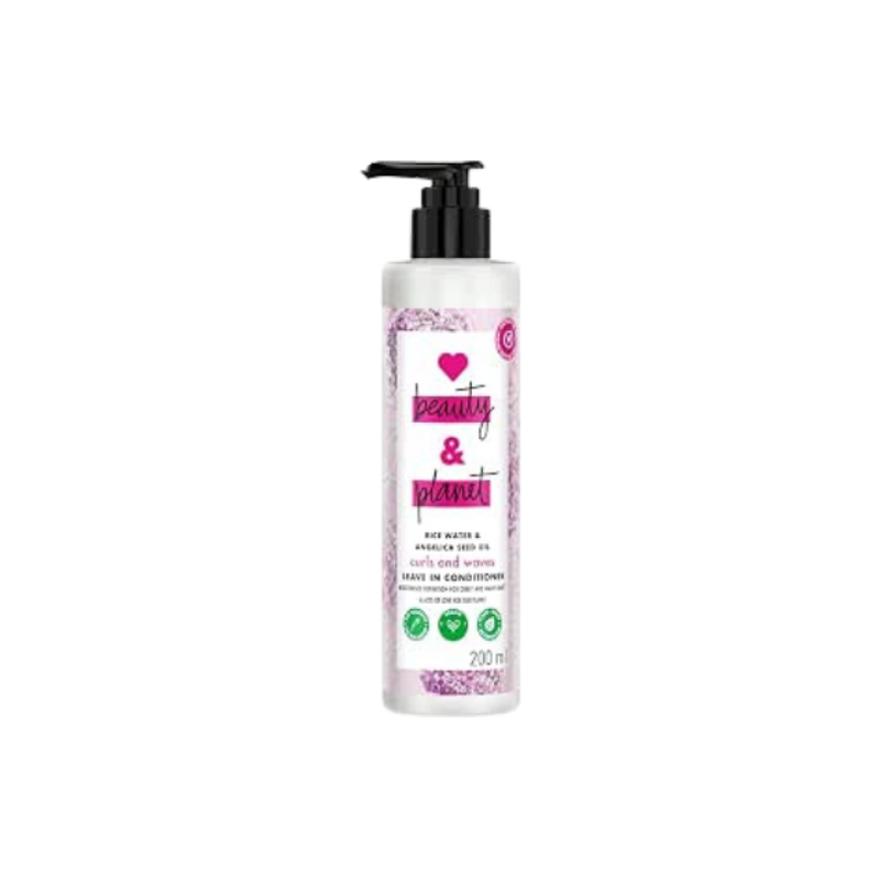 Love Beauty And Planet & Rice Water & Angelica Seed Oil Silicone-Free Curl & Waves Leave-In|| No Parabens|| No Dyes|| Angelica Essential Oil|| Floral, 200Ml, 1 Count