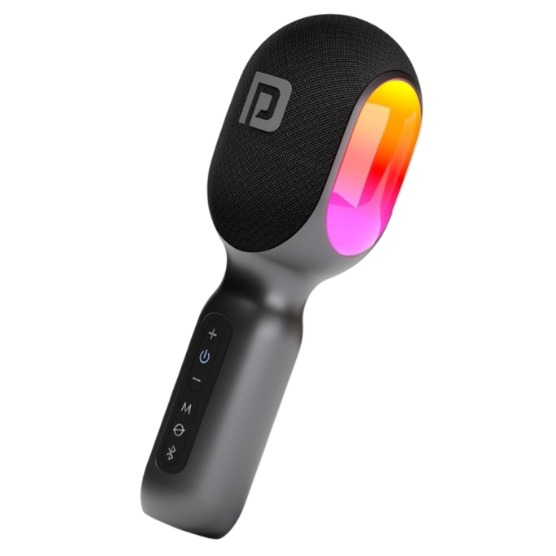 Portronics Dash 2 Wireless Bluetooth Karaoke Mic with 10W Speaker,Upto 10 Hour Playtime, Dynamic RGB Lights, Music Recording, Duet Singing, Mini Karaoke Machine for Car Travel, Fast Charging