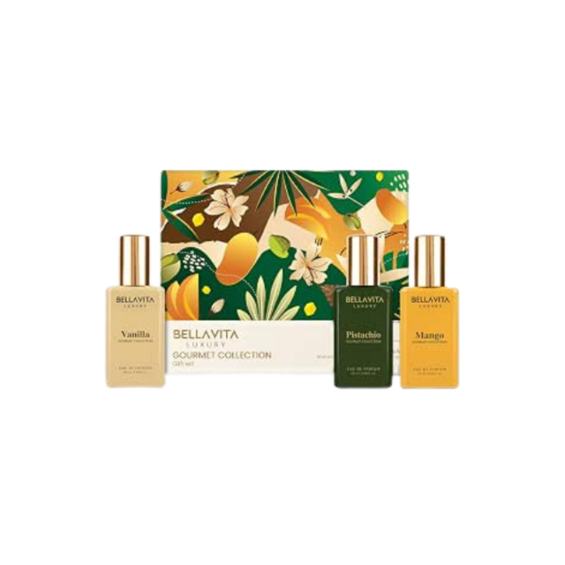 BellaVita Gourmet Perfume Gift Set | Vanilla, Mango & Pistachio | Gourmet Perfume Gift Set with Vanilla, Mango & Pistachio, long-lasting fragrances for gifting and everyday wear.