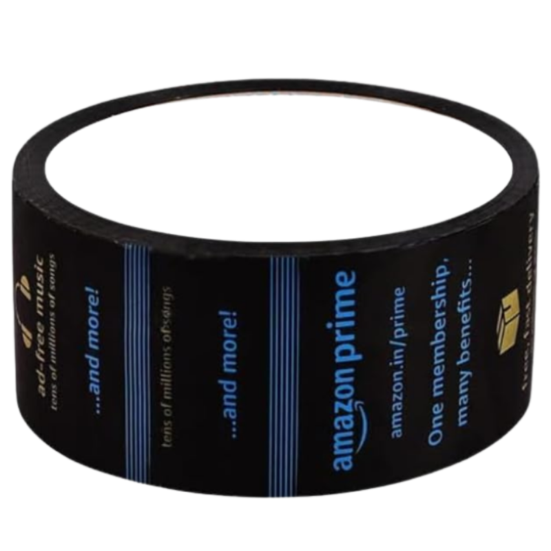 Amazon.in Prime Printed Packing Tape, Black, 3 Inch Width, 1 pcs