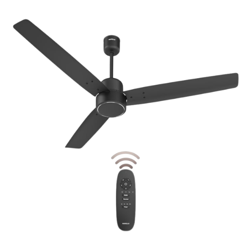Havells FAB BLDC Ceiling Fan 1200mm (Made In India), 380 RPM, Savings Upto 65%, Reverse Rotation, 4 Modes (Boost,Sleep,Breeze,Mop), Low Wattage 30W, Low Noise, Air Flow:225 CMM, 3Y Warranty, Black
