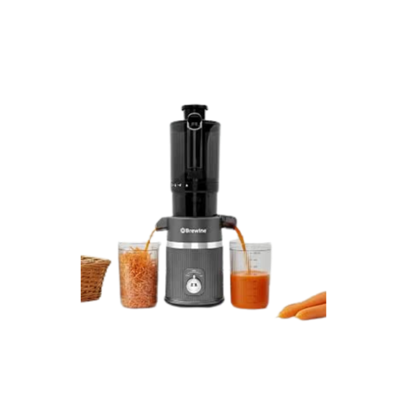 Brewine Cold Press Slow Juicer | 60 RPM High Nutrition Extraction | Wide Feeder | Reverse Function | Easy Clean Design | For Fruits & Vegetables