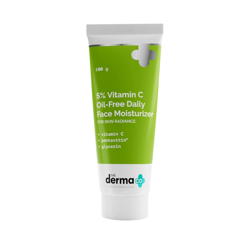 The Derma Co 5% Vitamin C Oil-Free Daily Face Moisturizer with Pentavitin & Glycerin for Skin Radiance, Hydration & Glow | For Oily, Combination, Dull & Dehydrated Skin | For Men & Women– 100g