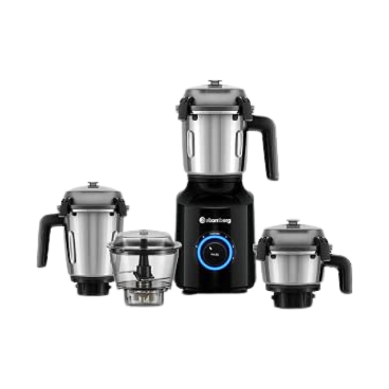 Atomberg Zenova Mixer Grinder for Kitchen with Intelligent BLDC Motor | Unique Coarse Mode for Silbatta-like Texture | 4 Jars incl. Chopper | Hands-Free Operation | Safety Features | Black