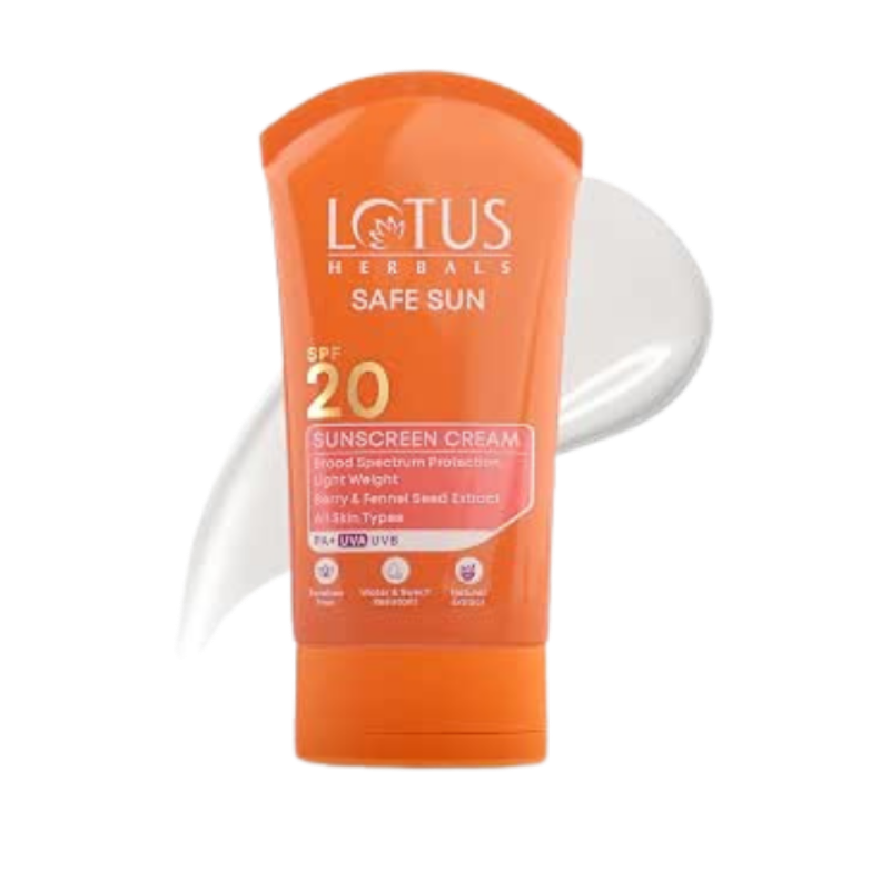 Lotus Herbals Sunscreen Spf 20 Pa+ - 50 Grams Cream, Multi